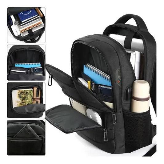 Mochila BP48 de Negocios Viaje Portalaptop con USB de carga amplia capacidad