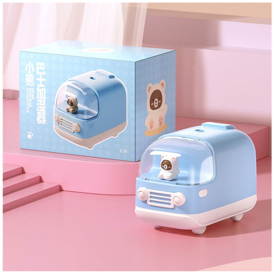 Humidificador E-24 Oso en autobús difusor de aroma 350ml Luz LED Batería - Celeste