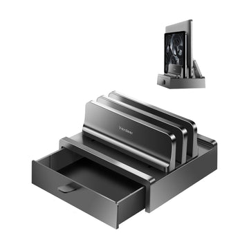 Soporte vertical de escritorio 4 en 1 ajustable con 1 cajón organizador