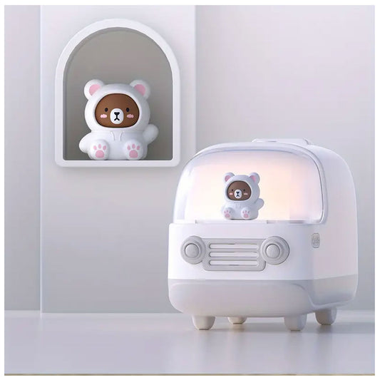 Humidificador E-24 Oso en autobús difusor de aroma 350ml Luz LED Batería - Blanco