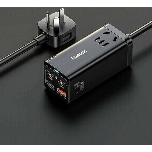 Cargador Baseus conector multi puertos carga rápida 65W PSZM000001