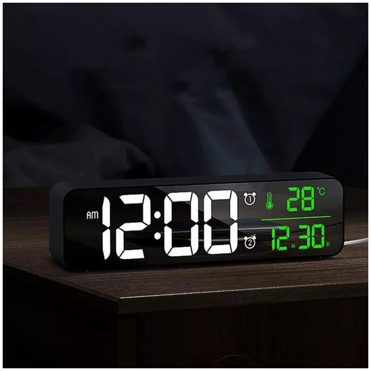 Reloj digital despertador alarma de escritorio luz LED fecha temperatura