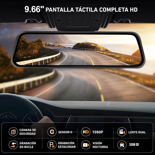 Cámara de tablero para carro DVR doble lente 9.6 pulgadas L1056