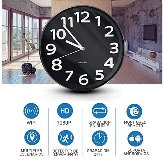Cámara espía oculta Reloj de pared 1080P Wifi IP408W