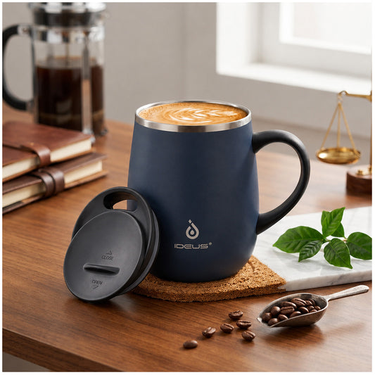 Taza térmica aislada 16oz Ideus acero inoxidable antiderrames azul MUG01