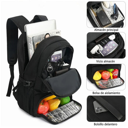 Mochila de almuerzo lonchera térmica BP42 porta laptop USB