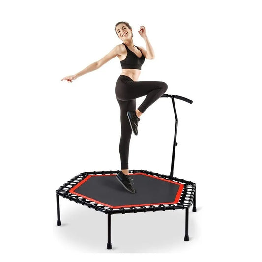Trampolín saltarín 110cm entrenamiento fitness hexagonal con parante EB046