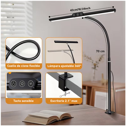 Lámpara led de escritorio luz táctil regulable cuello flexible USB J08