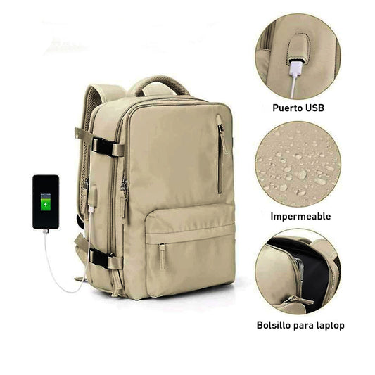 Mochila de viaje BP31 impermeable maleta de mano Beige oscuro expandible 40 L