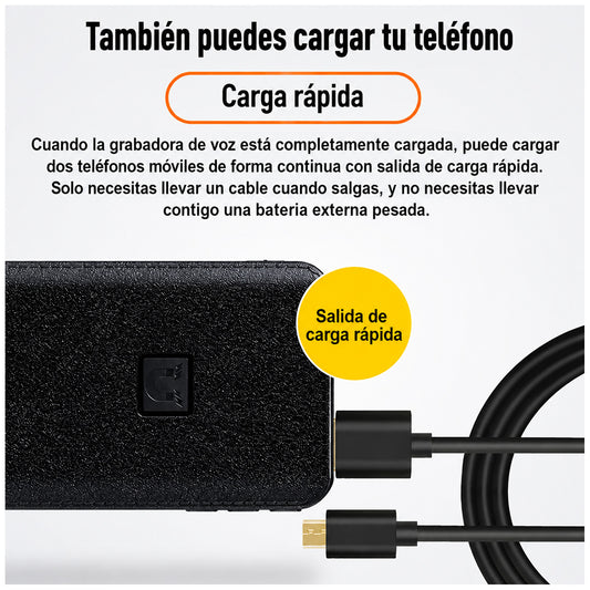 Grabadora de voz Q95 cargador portátil inalámbrico 16GB