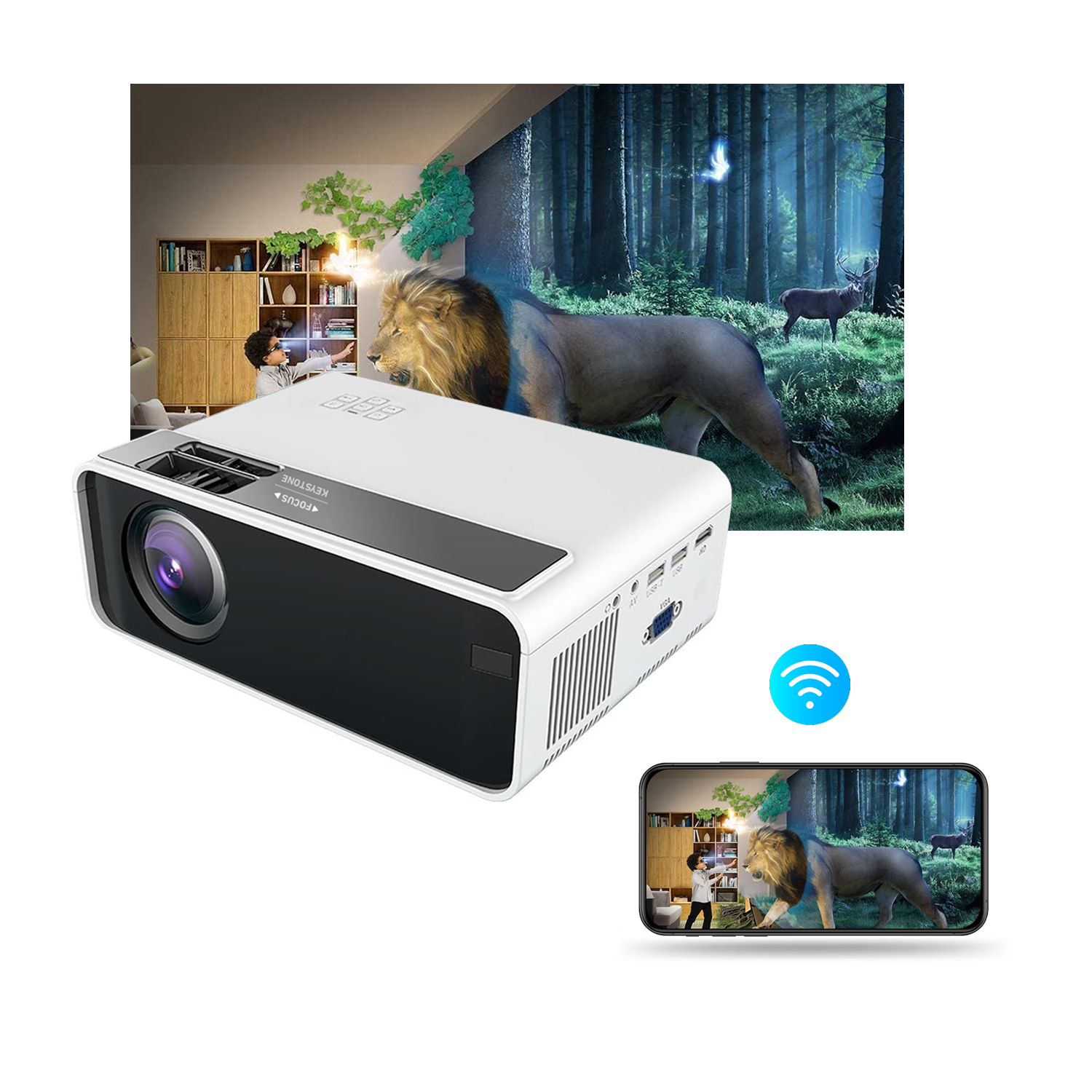 Proyector G86B LED multimedia HD wifi 5500 lúmenes HDMI VGA USB
