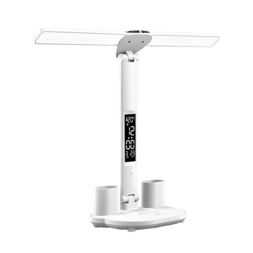 Lámpara de escritorio luz LED regulable LT06 plegable con calendario hora temperatura