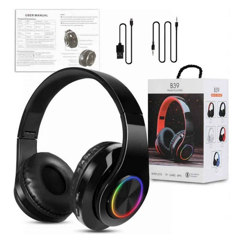Audífonos Inalámbricos Bluetooth Auriculares Led microSD B39